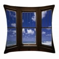 thumbnail image 1 of Beach Decor Throw Pillow Cushion Cover, Sea Ocean Scenery Waves View From Summer House Window Image, Decorative Square Accent Pillow Case, 24 X 24 Inches, Dark Brown Navy Blue and White, by Ambesonne, 1 of 2