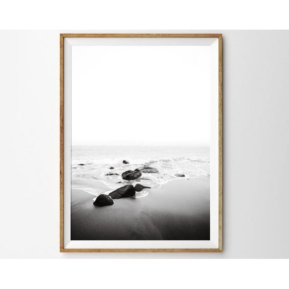 Beach Decor Wall Art Zen Wall Art Prints Black And White Ocean Print Ocean Nursery Wall Art Wall Art Coastal Wall Decor Calming Wall Art, Modern Wall Decor, 8x12 UNFRAMED