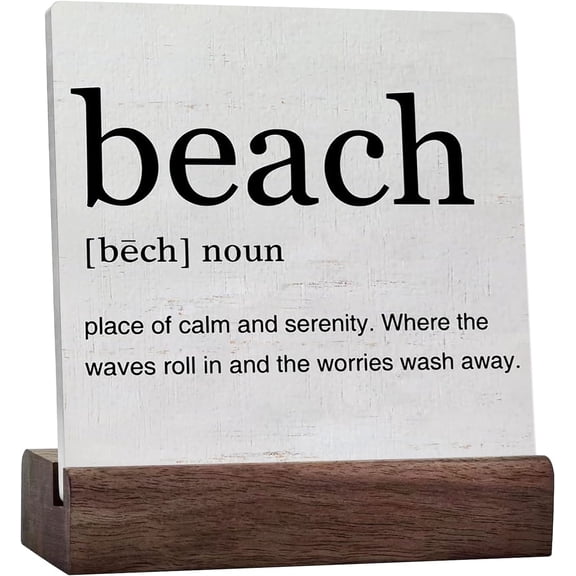 Beach Definition Art Ceramic Table Sign Rustic Beach House Decorative Sign Home Office Decor For Desk Table Shelf