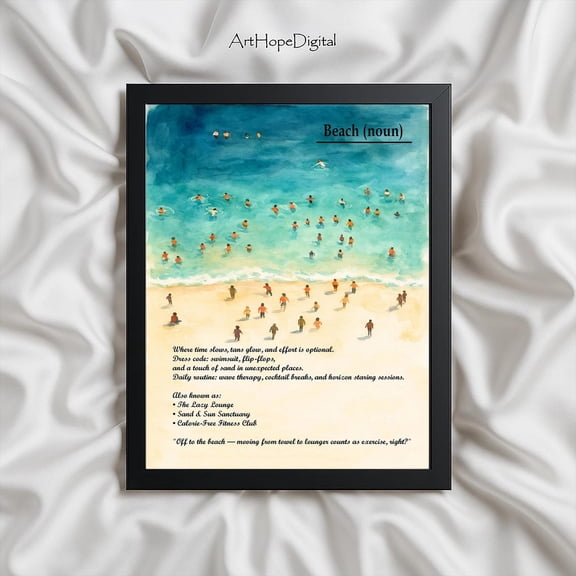 Beach Definition Art Poster: Coastal Decor, Unframed Poster Size 12x18