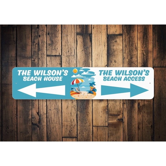 Beach Directional Sign Beach House Direction Sign Beach Direction Sign Custom Beach Decor Sign For Beaches Family Name Beach Beach - Size: 16 x 4 Inches
