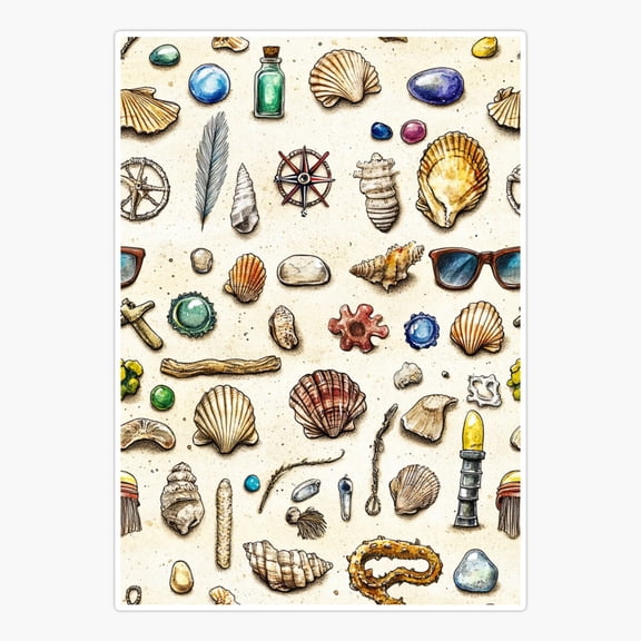 Beach Discovery Sea Glass Accents Sticker