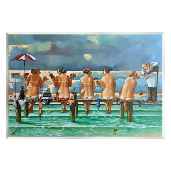 Beach Dock Women Summer Fun Coastal Painting Unframed Art Print Wall Art