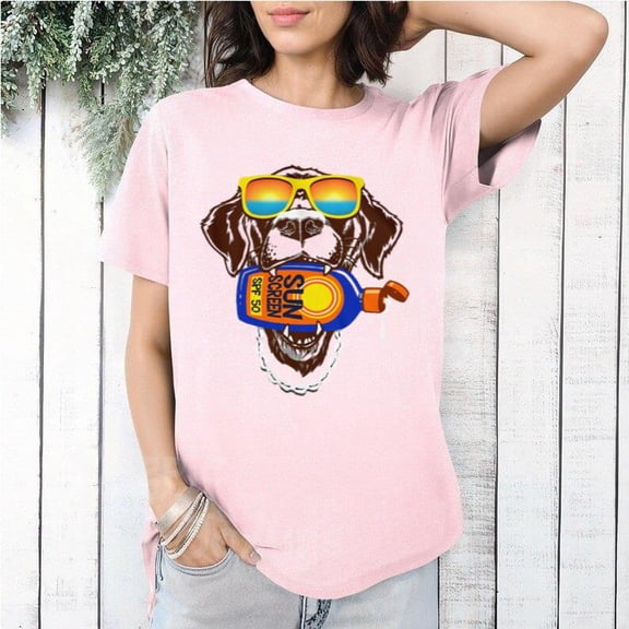 Beach Dog Funny Ocean Pet Lover Summer Graphic Print T-Shirt Design, for men & women, up to size 5XL