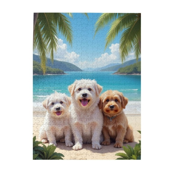 Beach Dogs 500 Piece Jigsaw Puzzle For Adults Tropical Paradise Scene Challenging And Fun Activity Relaxing Puzzle Game Great Gift Idea Home Decor