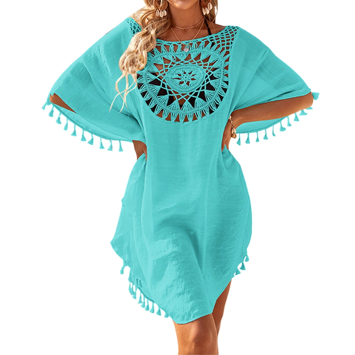Beach Dress Cover Ups for Women Cover Up Outfits Coverups Summer 2023 Knitted Loose Dress，Blue