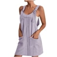 thumbnail image 1 of Beach Dress for Womens 2025 Fashion V-Neck Sleeveless Sling Pocket Solid Dress Womens Plus Size, 1 of 5