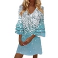 thumbnail image 1 of Beach Dresses For Women With Sleeves Women's 2024 Summer Casual Flutter Short Sleeve Crew Neck Smocked Elastic Waist Tiered Midi Dress, 1 of 5
