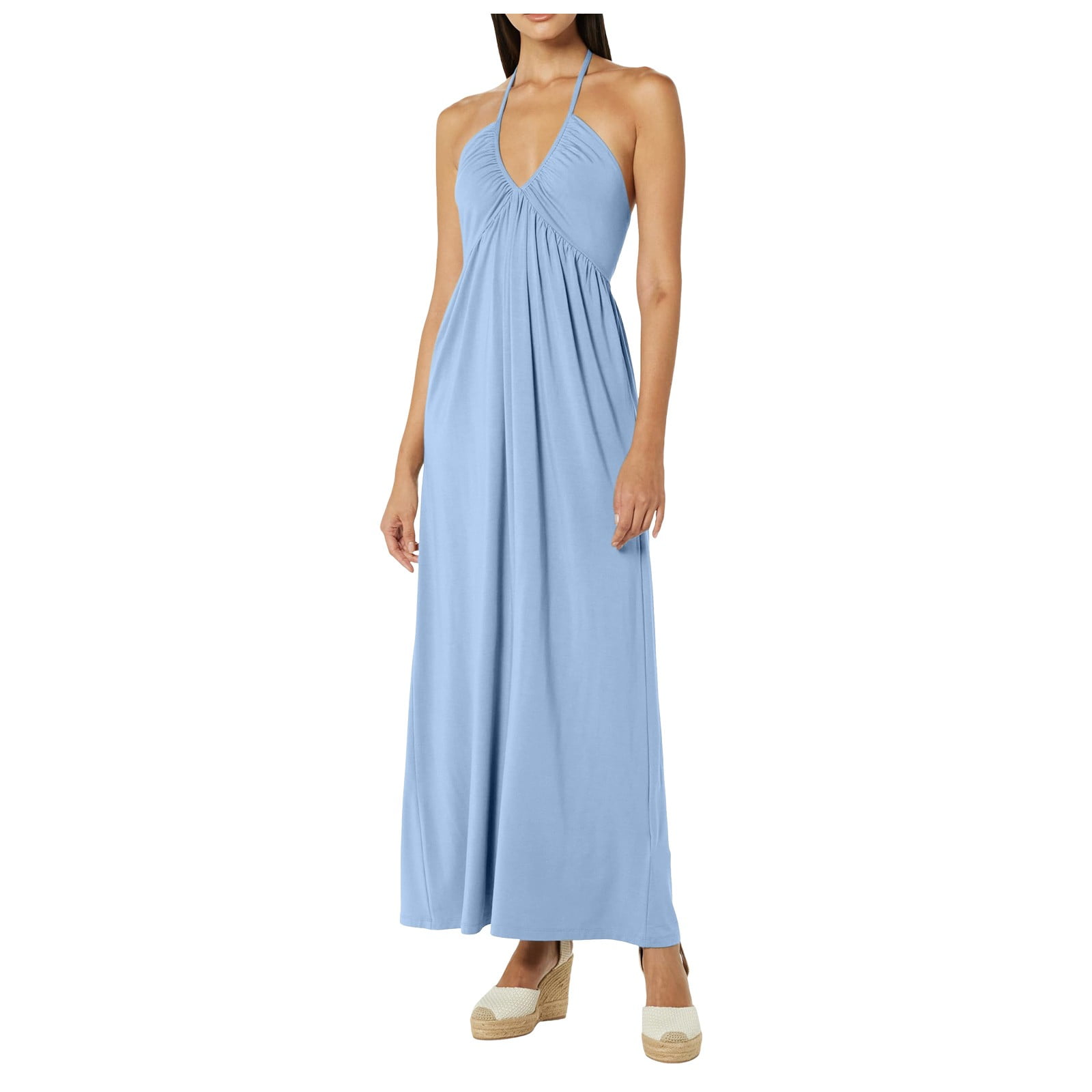 Elegant Women Sequined Streamer Dress Long Sleeve Deep VNeck Sexy