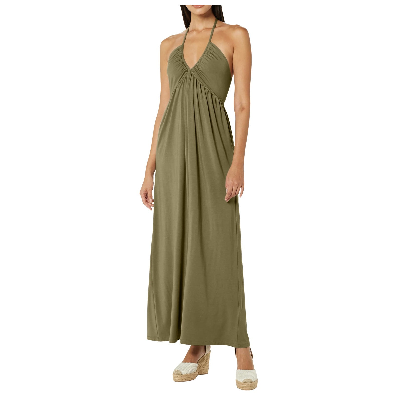 Elegant Women Sequined Streamer Dress Long Sleeve Deep VNeck Sexy