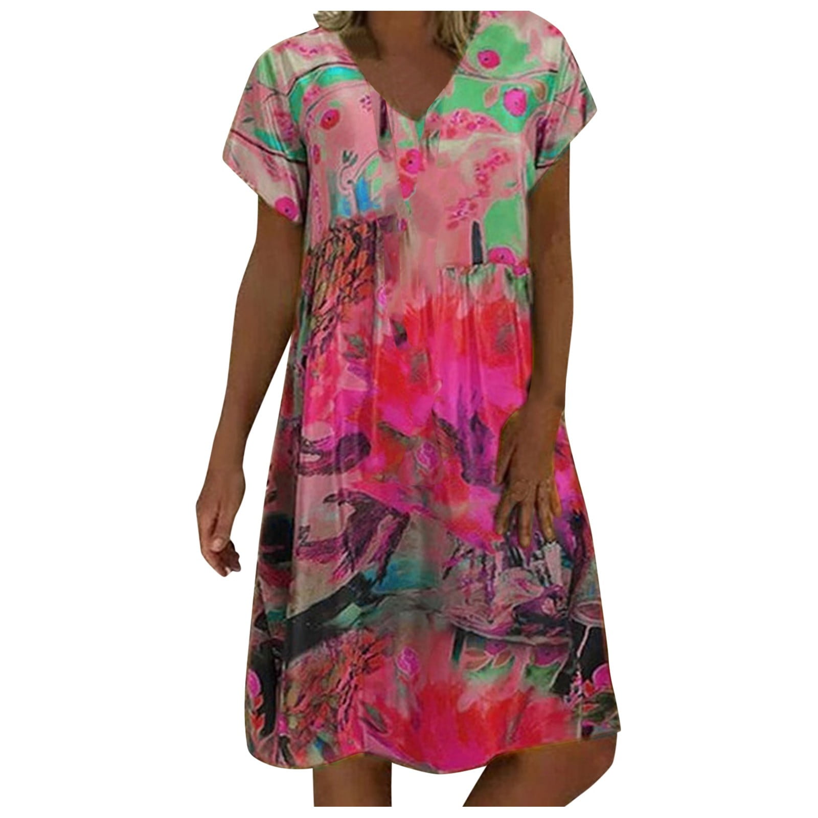 Beach Dresses Two Sided Dress T Shirt Dresses Knee Length Women Casual