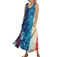 thumbnail image 1 of Beach Dresses For Women, 4Th Of July Dress Casual Cotton Sleeveless Round Neck American Flag Ruffle Flowy Long Tank Pinafore Dress Women Mesh Hawaiian Dress Outfits Dresses (XXL, Royal Blue) ZMTing, 1 of 5