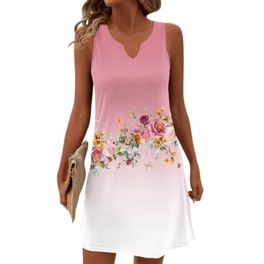 ZABERRY Women's Boho Floral Sundress - Cute Summer Mini Dress With Pockets