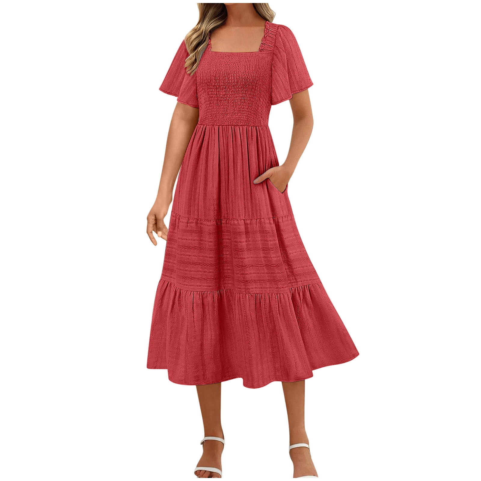blue dress for baby girl Annora Mesh Long Sleeve Ruched Midi Dress Red