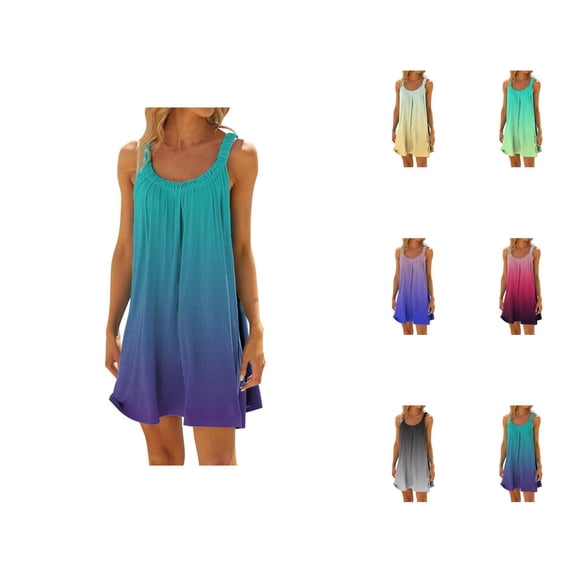 Beach Dresses for Women 2026 Trendy Gradient Color Sleeveless Loose Fit ...