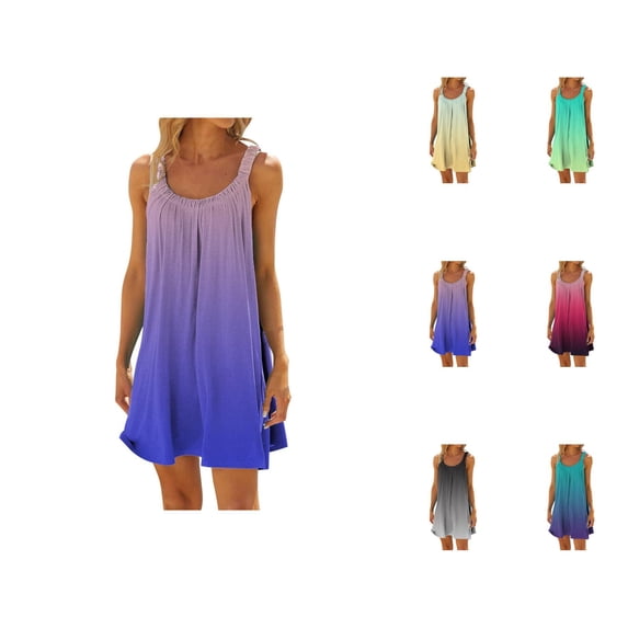 Beach Dresses for Women 2026 Trendy Gradient Color Sleeveless Loose Fit ...