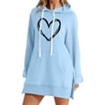 thumbnail image 1 of Beach Dresses for Women Fashion Leisure Printing Pocket Long Sleeve Hooded Hoodie Dress A-Line Casual Loose T-Shirt Beach Sundress, 1 of 2
