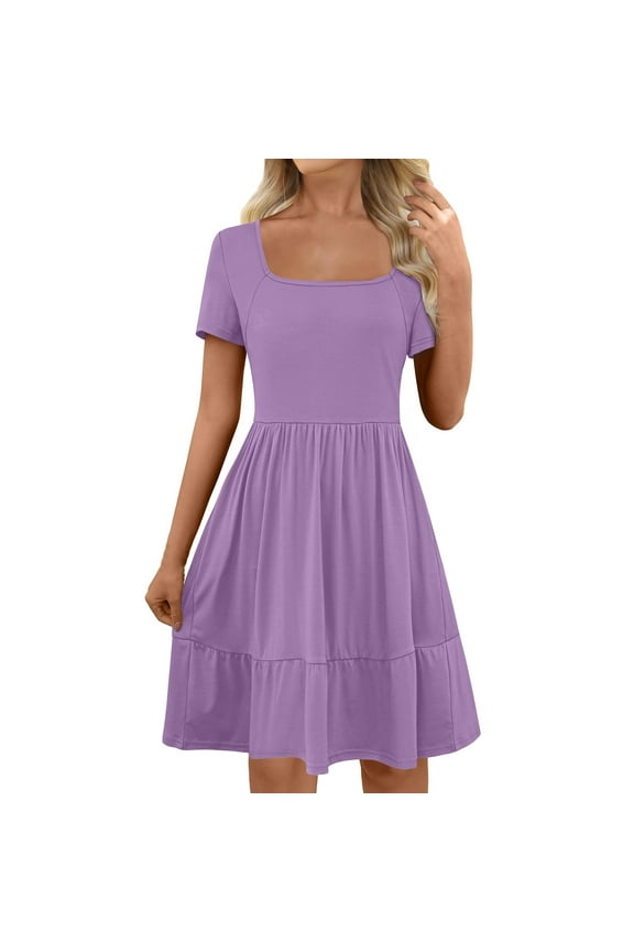 Women Casual Summer Dresses Solid Sleeveless Tie Front Sundress Beach Vacation Dress With Pocket