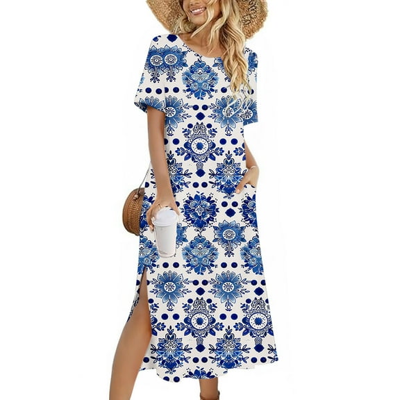 Women Plus Size Dresses Solid Loose Casual Fashion Long Sleeved Dress Long Sleeved Neck Dress