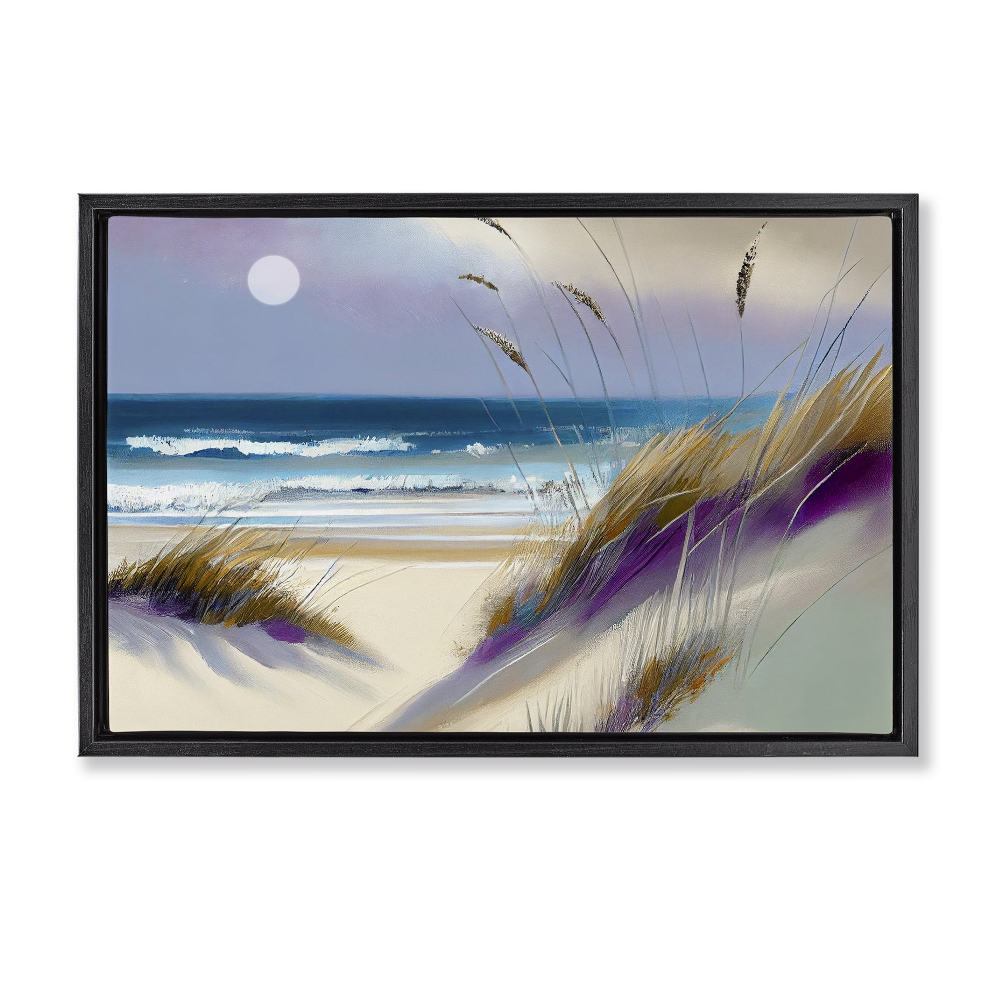 Beach Dunes Serenity Black Framed Floater Canvas Wall Art, design by Sasha