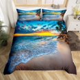 thumbnail image 1 of Beach Duvet Cover Ocean Bedding Kids Girls Boys Hawaiian Sea Waves Comforter Cover Tropical Sunset and Sea Beach Nature Theme Print bedding Botanical Beach House Decorative Bedspread with Zipper, 1 of 4