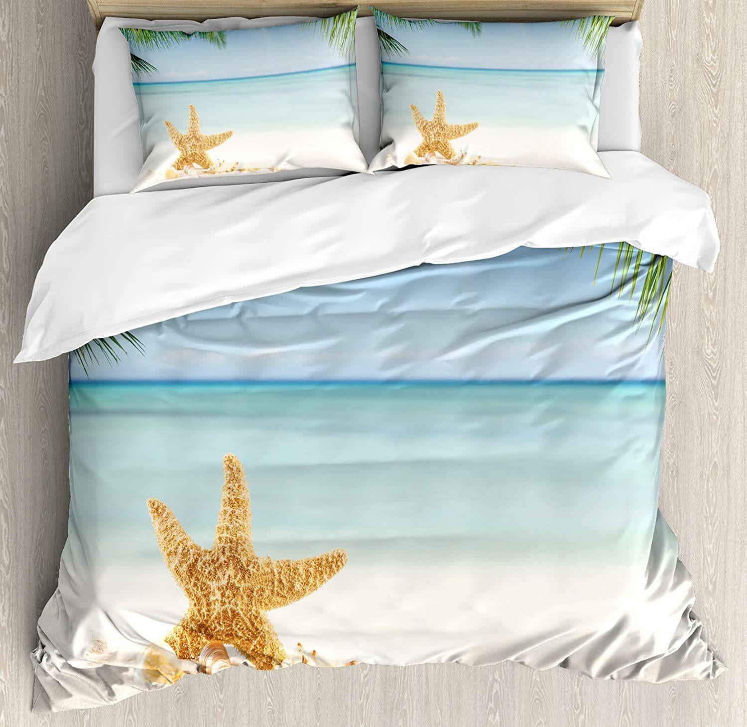 Beach Duvet Cover Queen Ocean Bedding Kids Girls Boys Hawaiian Sea