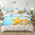 thumbnail image 1 of Beach Duvet Cover Set Polyester Bedding Set with Ocean StarDrifting Bottle Print Pattern Comforter Cover for Kid Adult Boys, 1 of 5