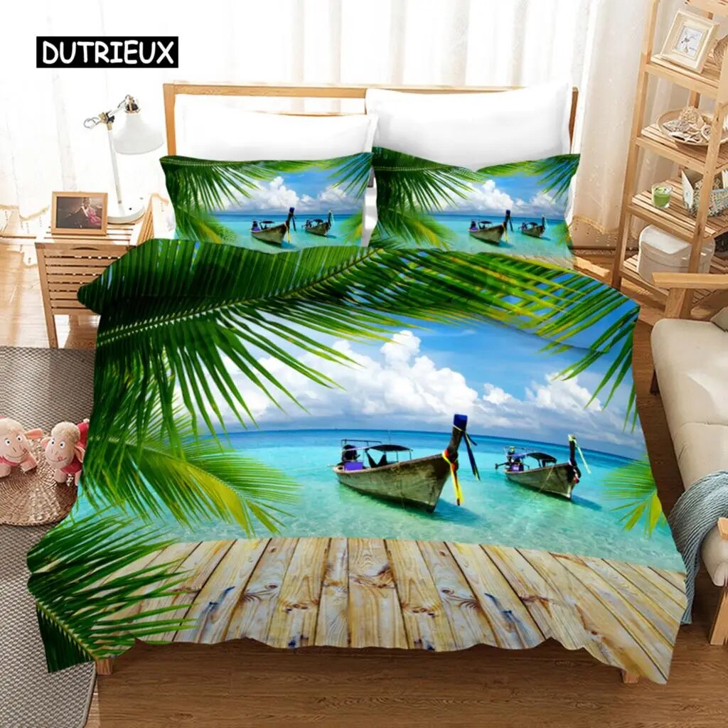 Beach Duvet Cover Set Summer Beach r Hawaiian Vaion Style Bedding Set