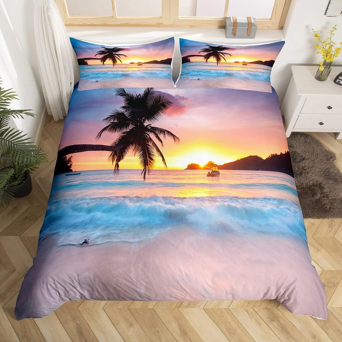 Beach Duvet Cover Set Twin Full Queen King Size Summer Sea Ocean