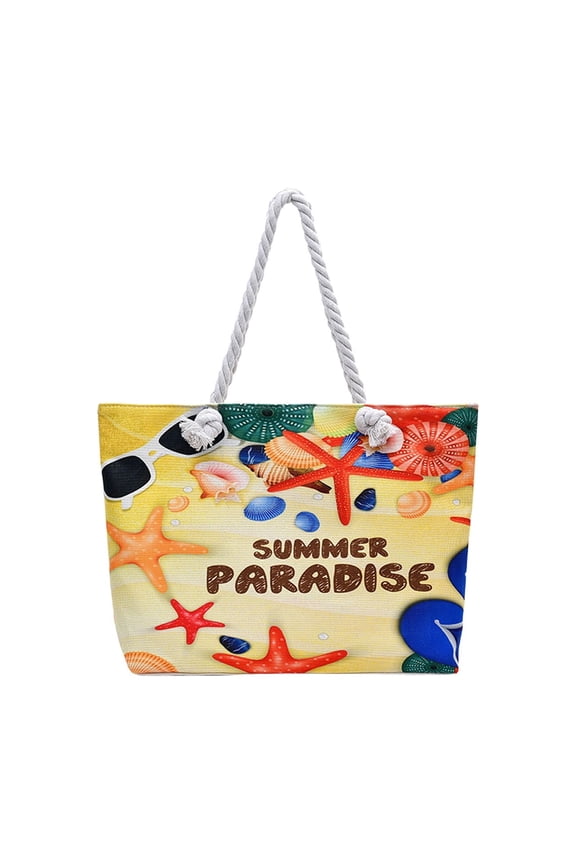Beach Essentials Beach Bag Versatile Tote Bag Beach Bag Rope-Handled Fashionable Large Capacity Beach Bag Travel Shopping Tote