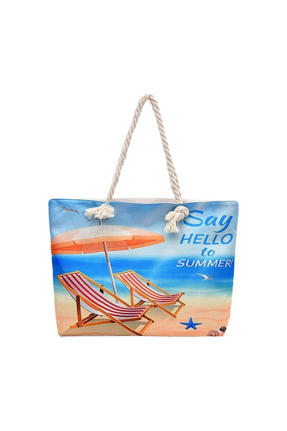 Beach Essentials Beach Bag Versatile Tote Bag Beach Bag Rope-Handled Fashionable Large Capacity Beach Bag Travel Shopping Tote