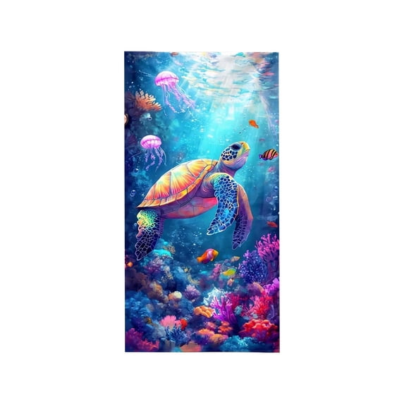 Beach Essentials Turtle-themed Printed Beach Towel Microfiber Absorbent Fast-Dry Bath Towel Surfing And Swimming Towel