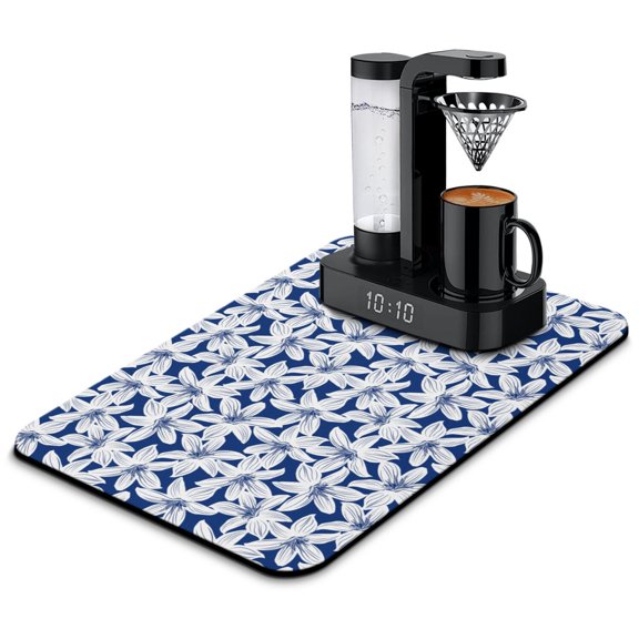 Beach Exotic Monstera Coffee Station Mat - Eco-Friendly Reusable Absorbent Mat with Non-slip Base, Jungle Design for Home & Office