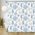 thumbnail image 1 of Beach Fabric Shower Curtain, Sea Shells Stars Seahorse and Coral Shower Curtain for Bathroom, Coastal Nautical Shower Curtain with Hooks, 72X72in, 1 of 2