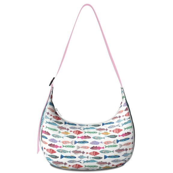 Beach Fish Life Creatures Crossbody Bag with Adjustable Strap, Nautical Tropical Seaside Marine Ocean Coral Lightweight Nylon Shoulder Purse for Travel and Everyday Use