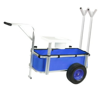 4 Holes Outdoor Aluminum Beach Fishing Cart with Big Wheels for