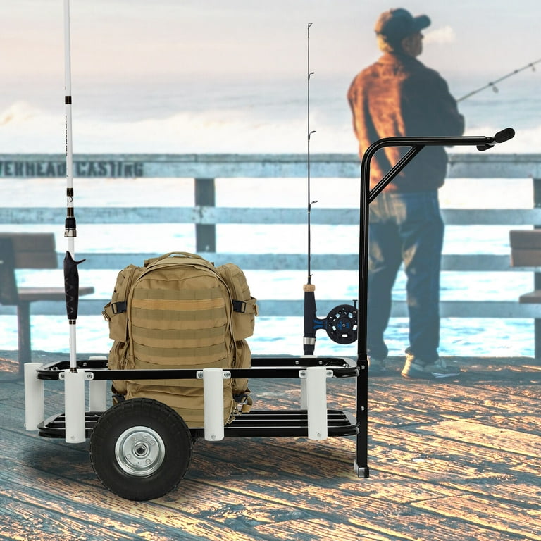 Beach Fishing Cart Utility Outdoor Beach Cart Wagon Carts 198.42 lbs with  Large Wheels Outdoor Fishing Cart 51.57x27.17x37.4 in 