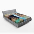 thumbnail image 1 of Ambesonne Summer Fitted Sheet, Spanish Seacoast Scenery, Full Size, Blue Cream, 1 of 2