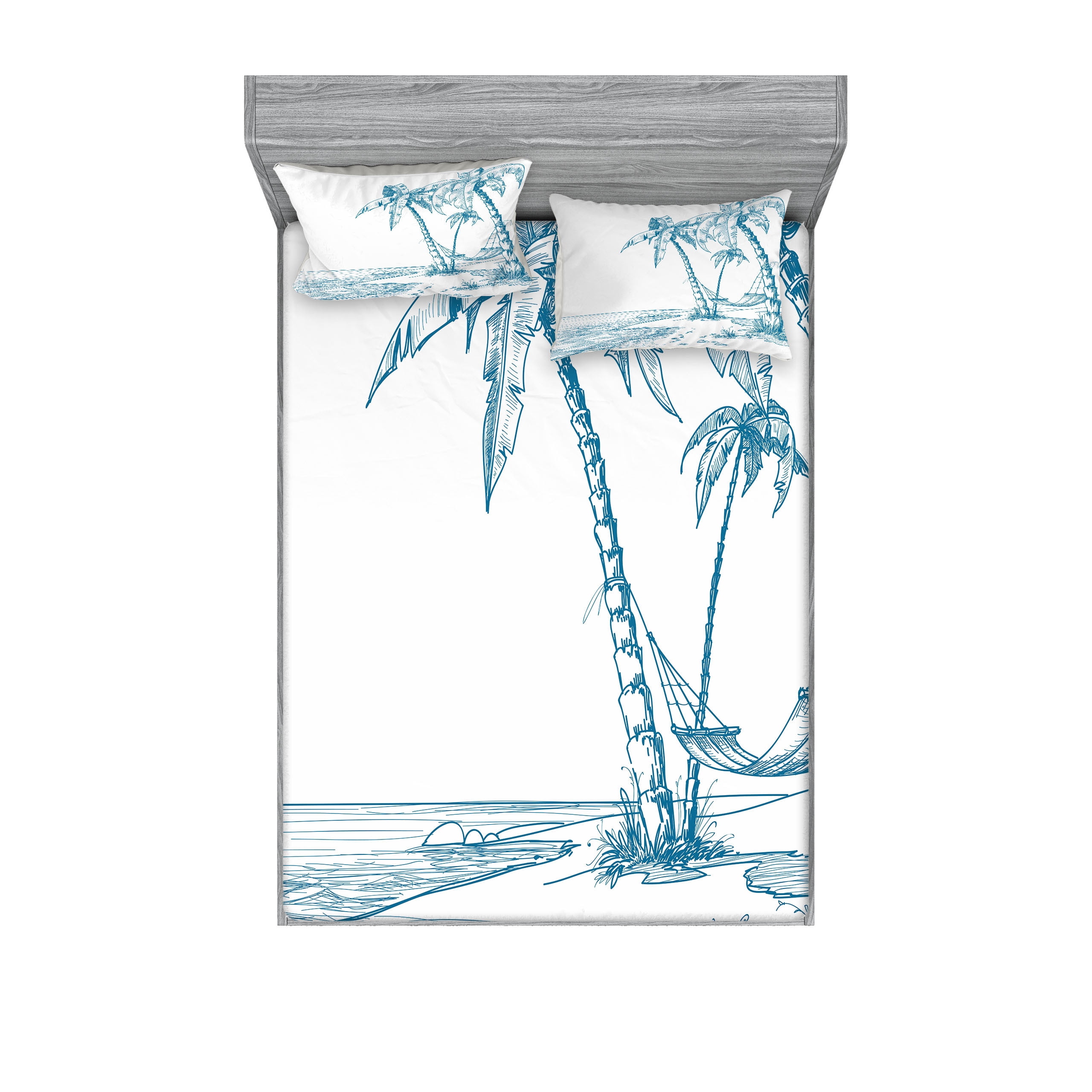 Tropical Beach Fitted Crib Sheet - 28x52 Inch Microfiber Baby Mattress Sheet With Palm Tree Design