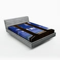 thumbnail image 1 of Ambesonne Summer Fitted Sheet, Ocean Sea Clouds View, Queen Size, Dark Brown Navy Blue, 1 of 2