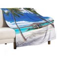 Beach Flannel Fleece Plush Blanket Throw Empty Hammock Between Palm