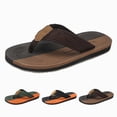 thumbnail image 1 of Beach Flip Flops for Men Rubber Sandals Leather Thong Sandals Slip on Straps Soft Cushion Footbed Summer Indoor Outdoor Shoes Black Size 9.5, 1 of 5