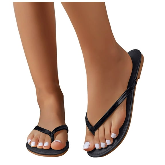 Beach Flip Flops for Women 2025 Fashion Casual Black Outdoor Dress Flat Slides Slippers Summer Beach Slip on