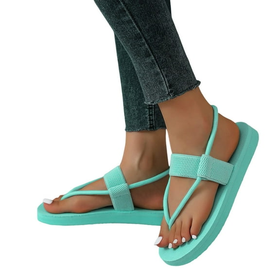 Beach Flip Flops for Women Fashion Boho Lightweight Platform Flats Thongs Summer Slingback Sandals 2025