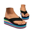 thumbnail image 1 of Beach Flip Flops for Women Indoor Outdoor 2025 Summer Casual Rainbow Chunky Platform Dress Slip on Sandals, 1 of 7