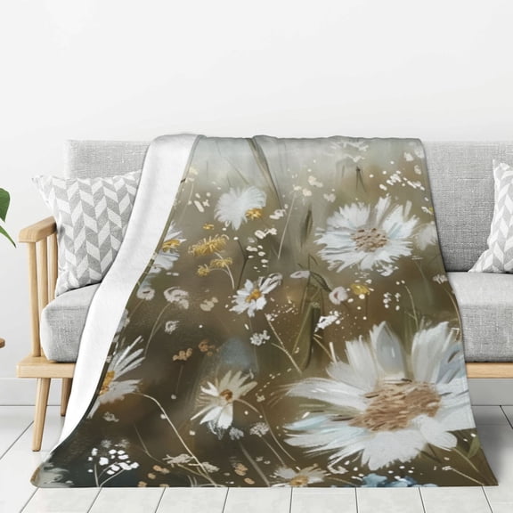 Beach Floral Throw Blanket for Stylish Warm Winter Cabin Ultra-Soft Micro Fleece Blanket, Premium Microfiber, Silky Soft, Plush, Warm and Lightweight for Couch, Sofa, Bed - 50"X40"