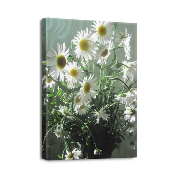 Beach Floral Wall Picture: Vintage Style Canvas Art – Great for Small Rustic Bathroom or Coastal Bedroom Décor, Size 12x16.