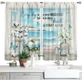 thumbnail image 1 of Beach Flower Kitchen Curtains Farmhouse Style Blue Ocean Floral Bathroom Short Curtains for Windows Country Summer Kitchen Window Curtains Over Sink Rod Pocket Curtains 2 Panels (26x36 Inch), 1 of 5