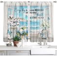 thumbnail image 1 of Beach Flower Kitchen Curtains Farmhouse Style Blue Ocean Floral Bathroom Short Curtains for Windows Country Summer Kitchen Window Curtains Over Sink Rod Pocket Curtains 2 Panels (42x63 Inch), 1 of 1