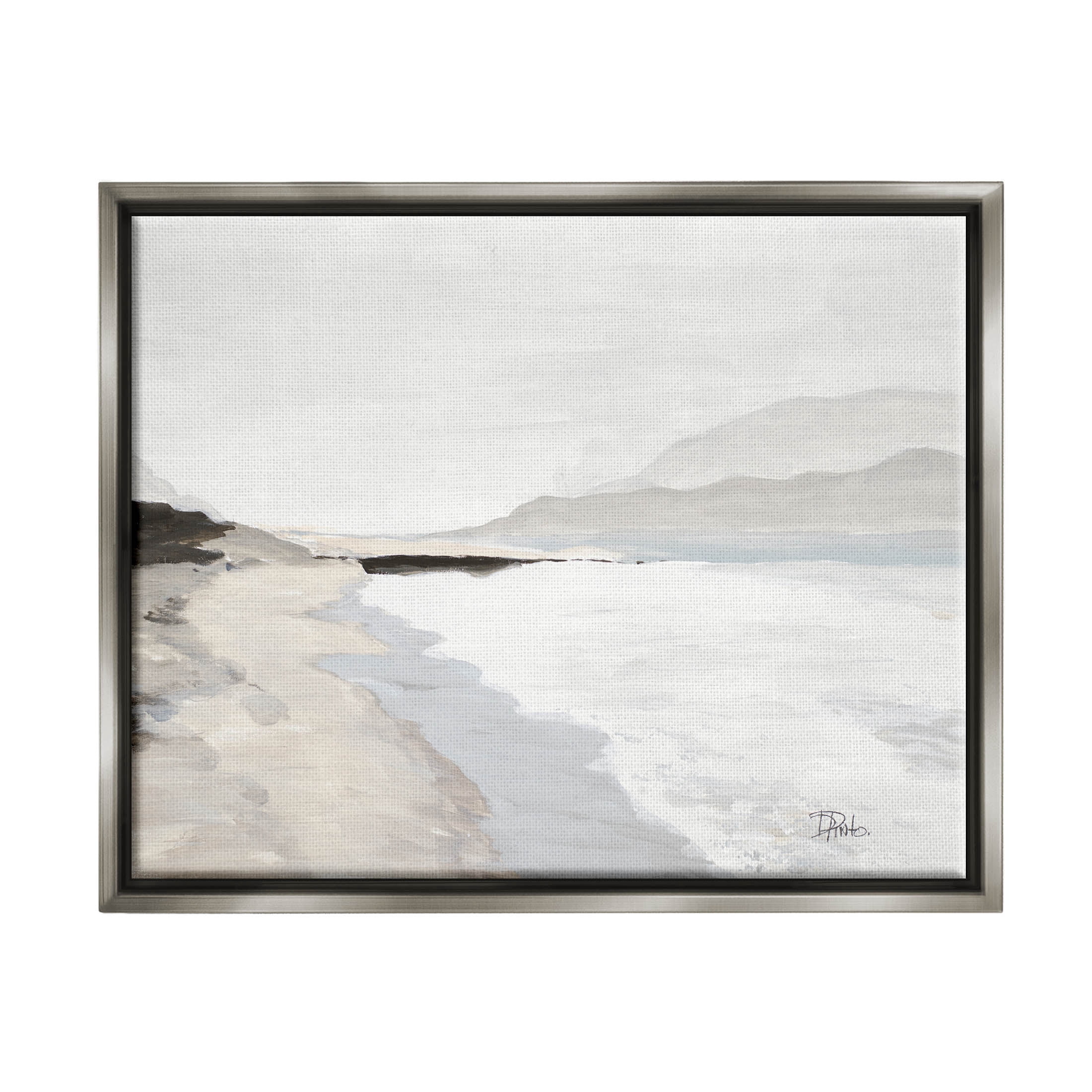 Beach Foam Coastal Shore Coastal Painting Luster Gray Framed Art Print Wall Art